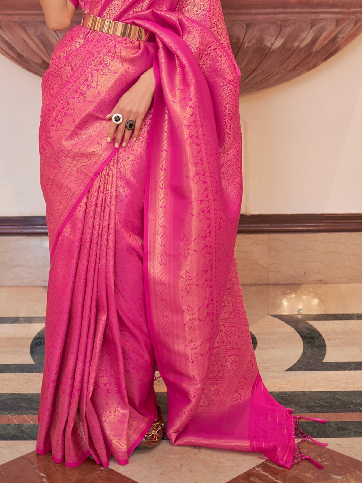 MAUVELOUS PINK HANDLOOM WOVEN KANJIVARAM SILK SAREE