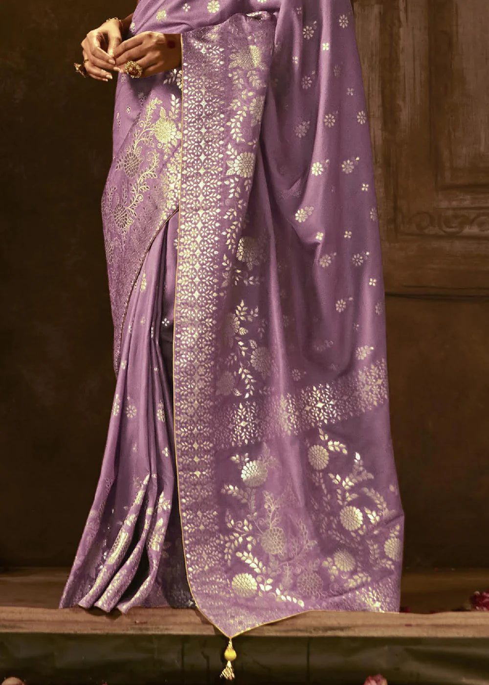 LILAC PURPLE Pure Soft Dola Silk Banarasi Saree Weaving work With Designer Blouse