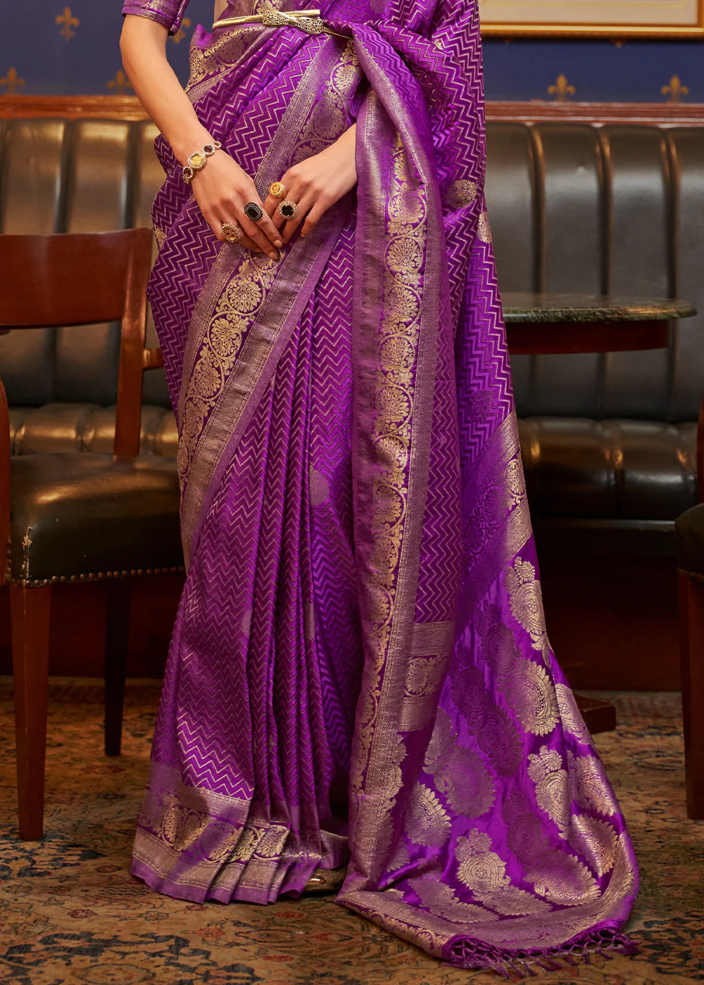 BARBIE PURPLE DESIGNER WOVEN SATIN SILK SAREE