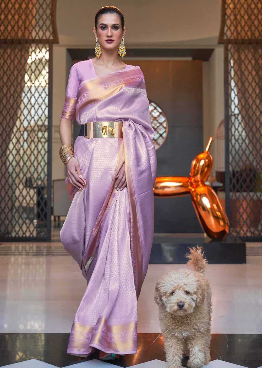 LAVENDER WOVEN SOFT SILK SAREE