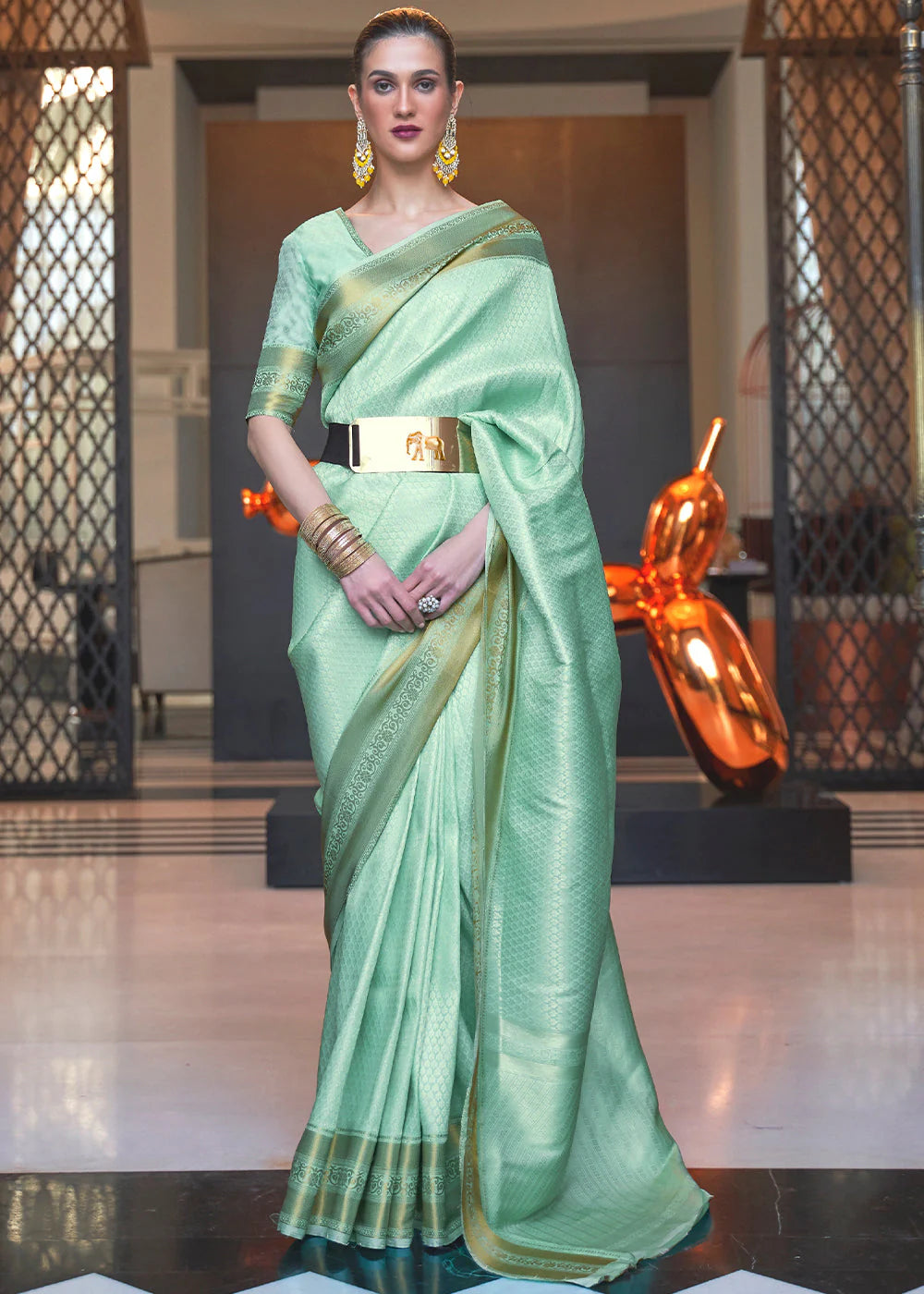 GREEN WOVEN SOFT SILK SAREE