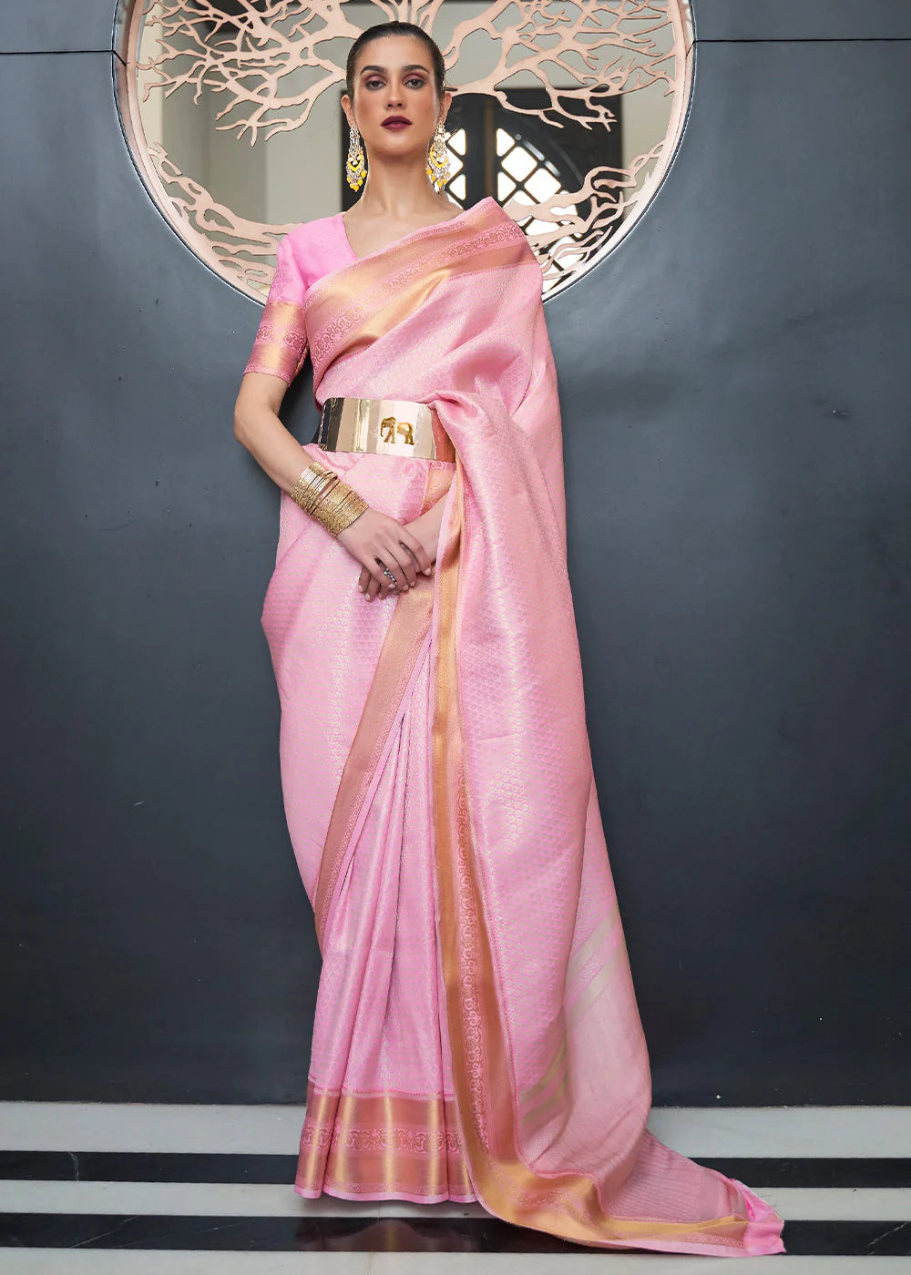 PINK WOVEN SOFT SILK SAREE