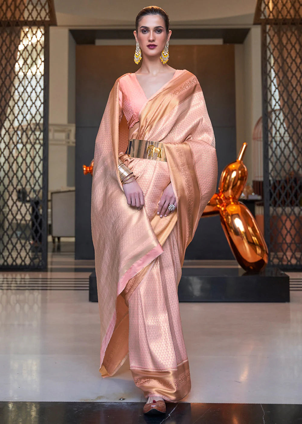 PEACH WOVEN SOFT SILK SAREE