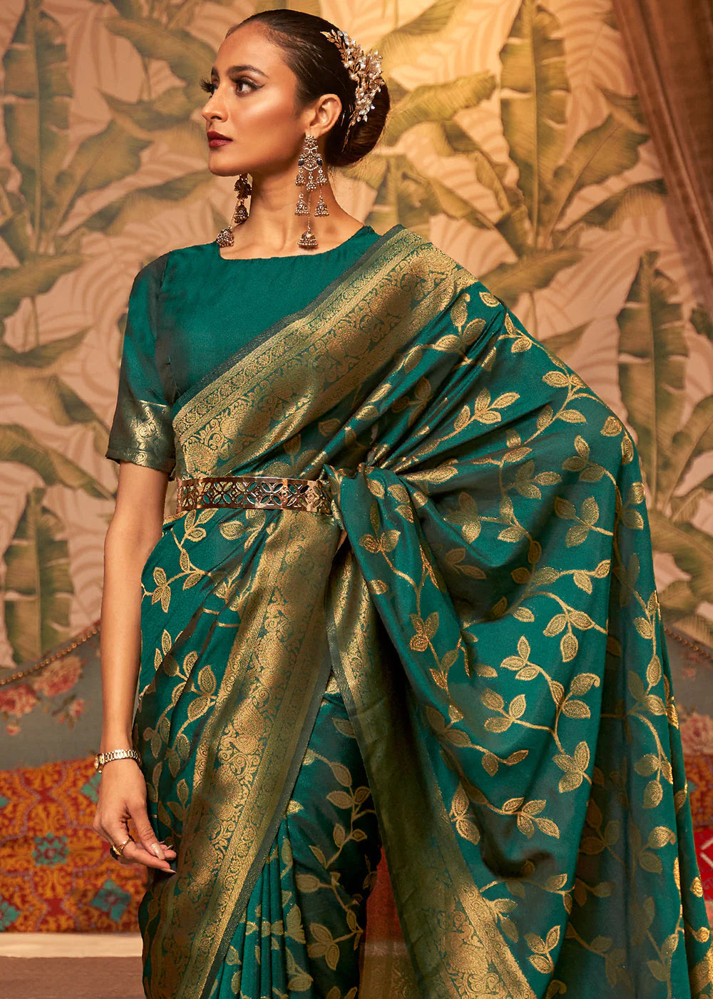 SACRAMENTO GREEN WOVEN KANJIVARAM SILK SAREE