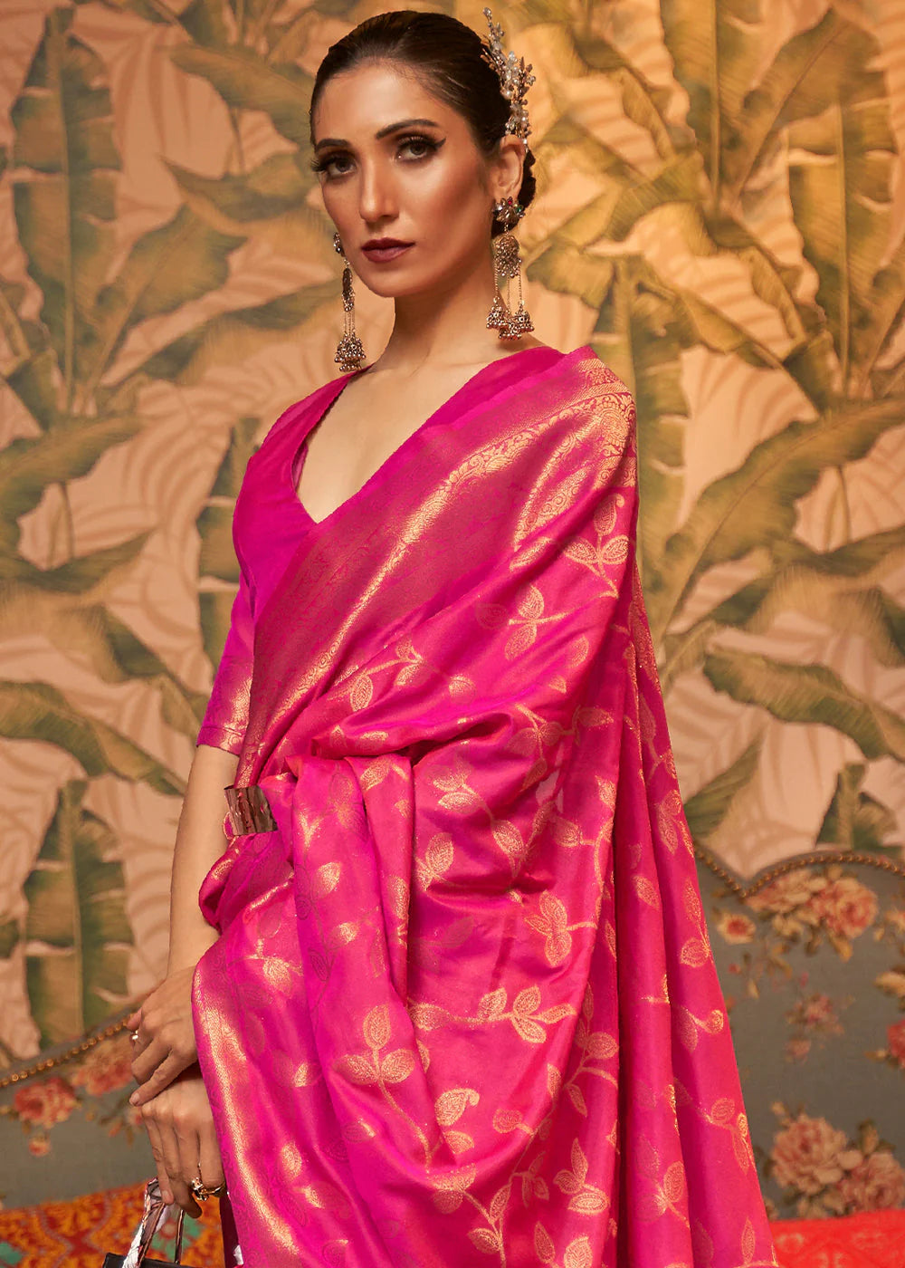 MAGENTA PINK WOVEN KANJIVARAM SILK SAREE