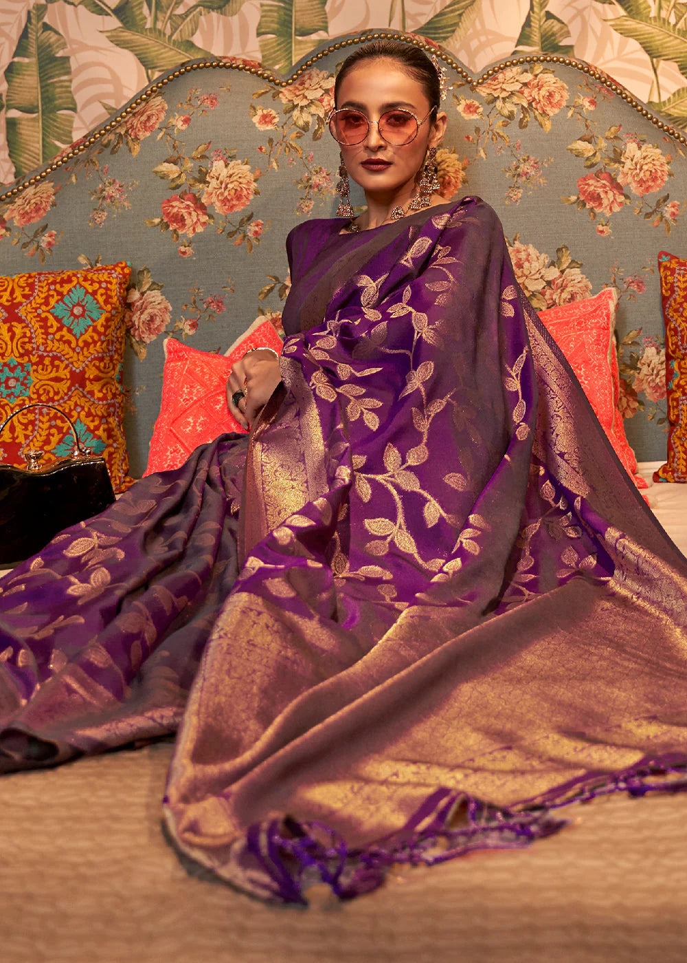 BYZANTIUM PURPLE WOVEN KANJIVARAM SILK SAREE