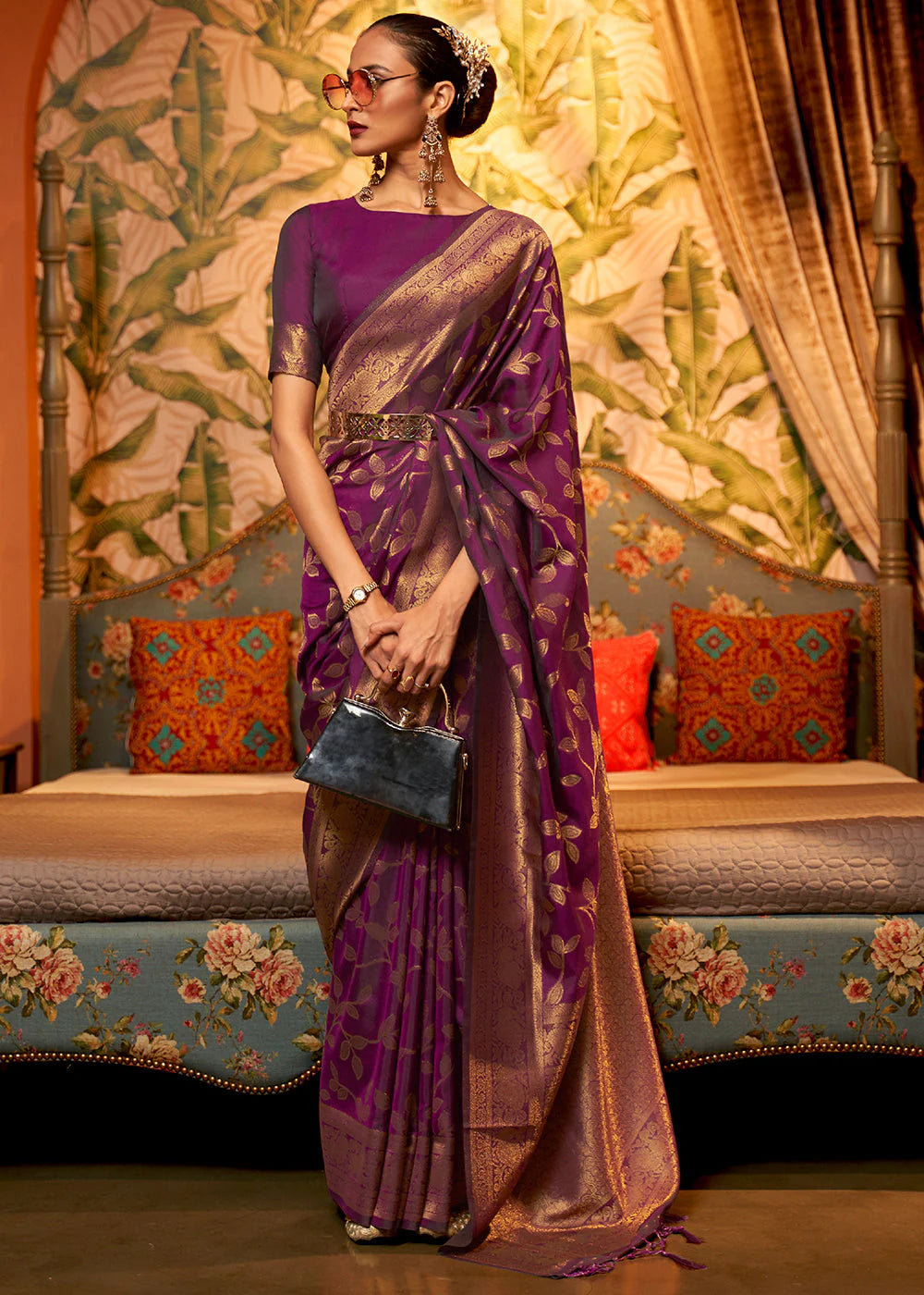 BYZANTIUM PURPLE WOVEN KANJIVARAM SILK SAREE