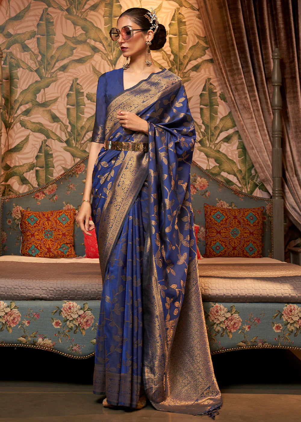 ROYAL BLUE  WOVEN KANJIVARAM SILK SAREE