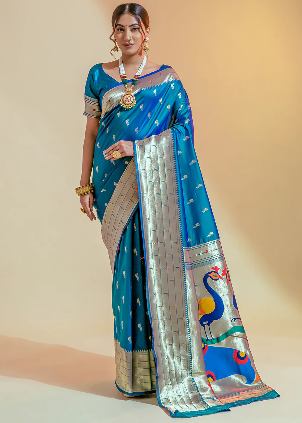 Sky Blue WOWEN Paithani Silk Saree