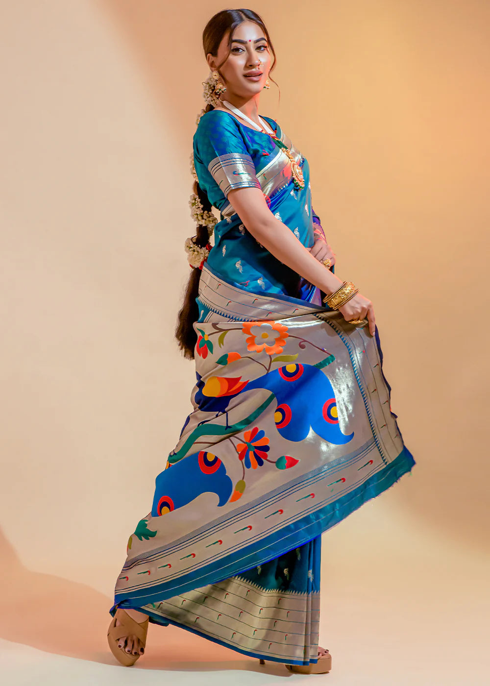 Sky Blue WOWEN Paithani Silk Saree