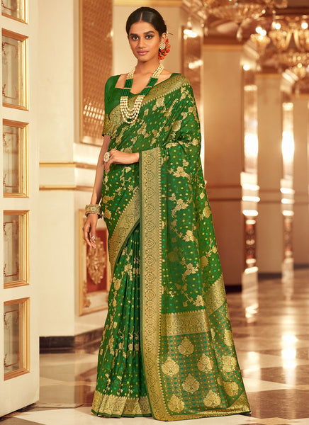 Exquisite Green Color Silk silk Trendy Classic Saree