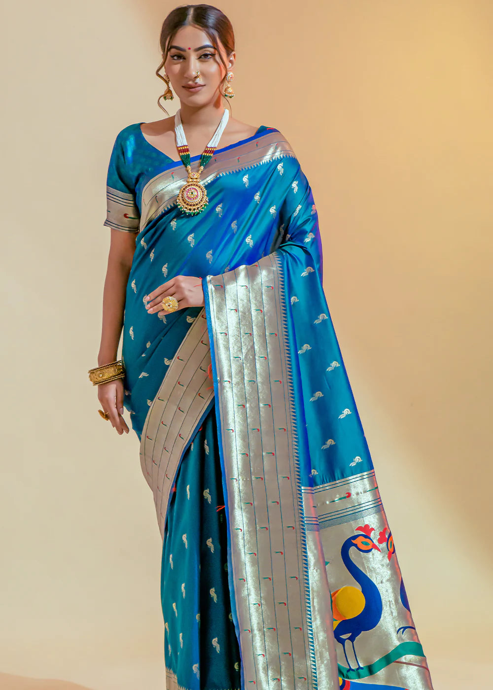 Sky Blue WOWEN Paithani Silk Saree