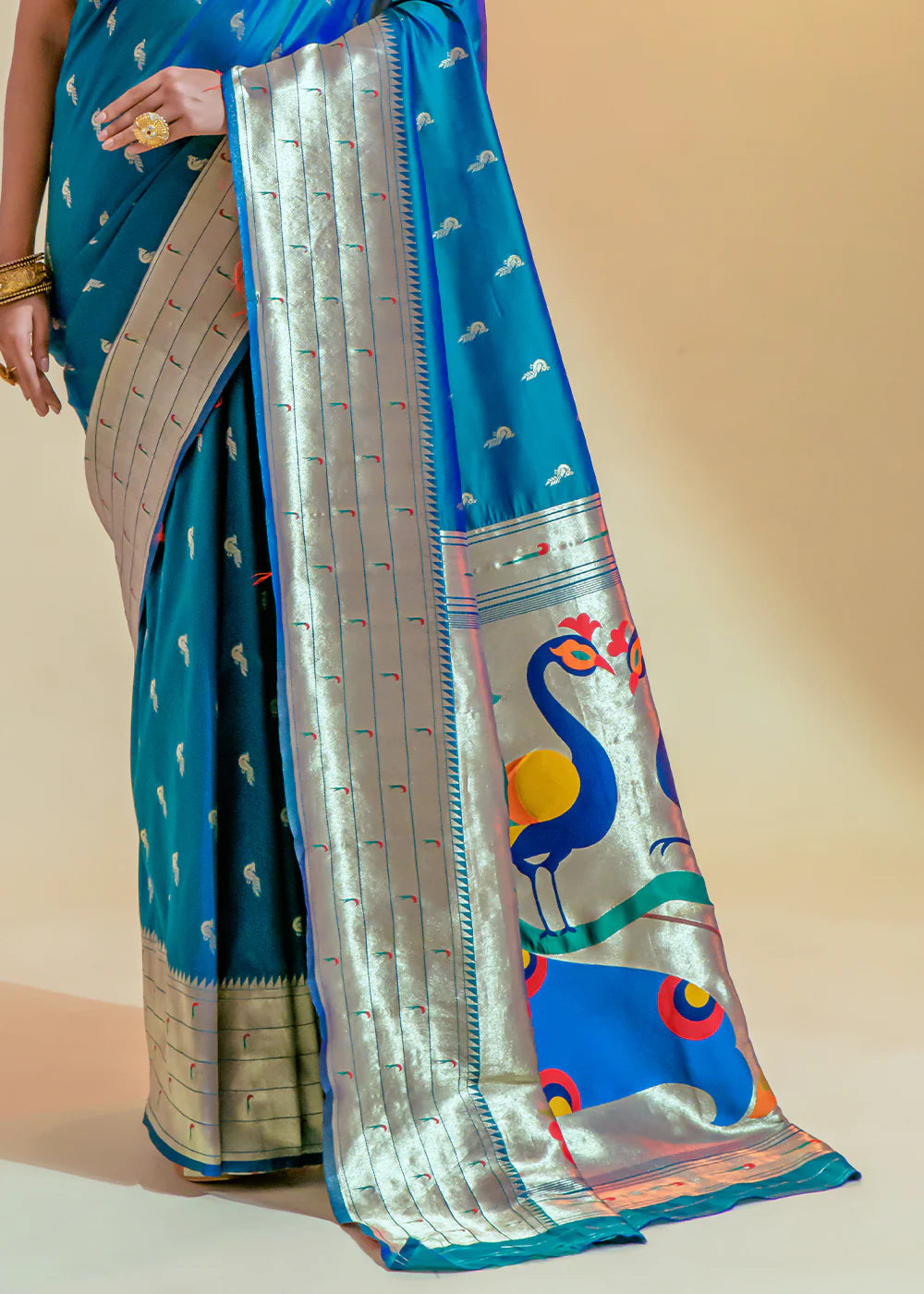 Sky Blue WOWEN Paithani Silk Saree