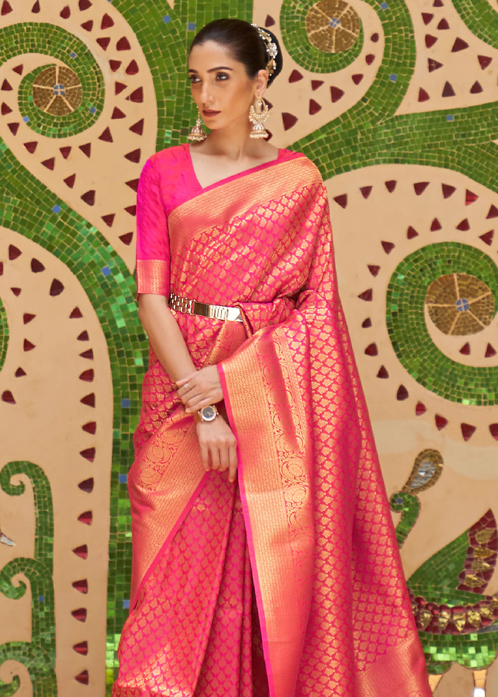 BLUSH Pink Kanjivaram Silk Saree