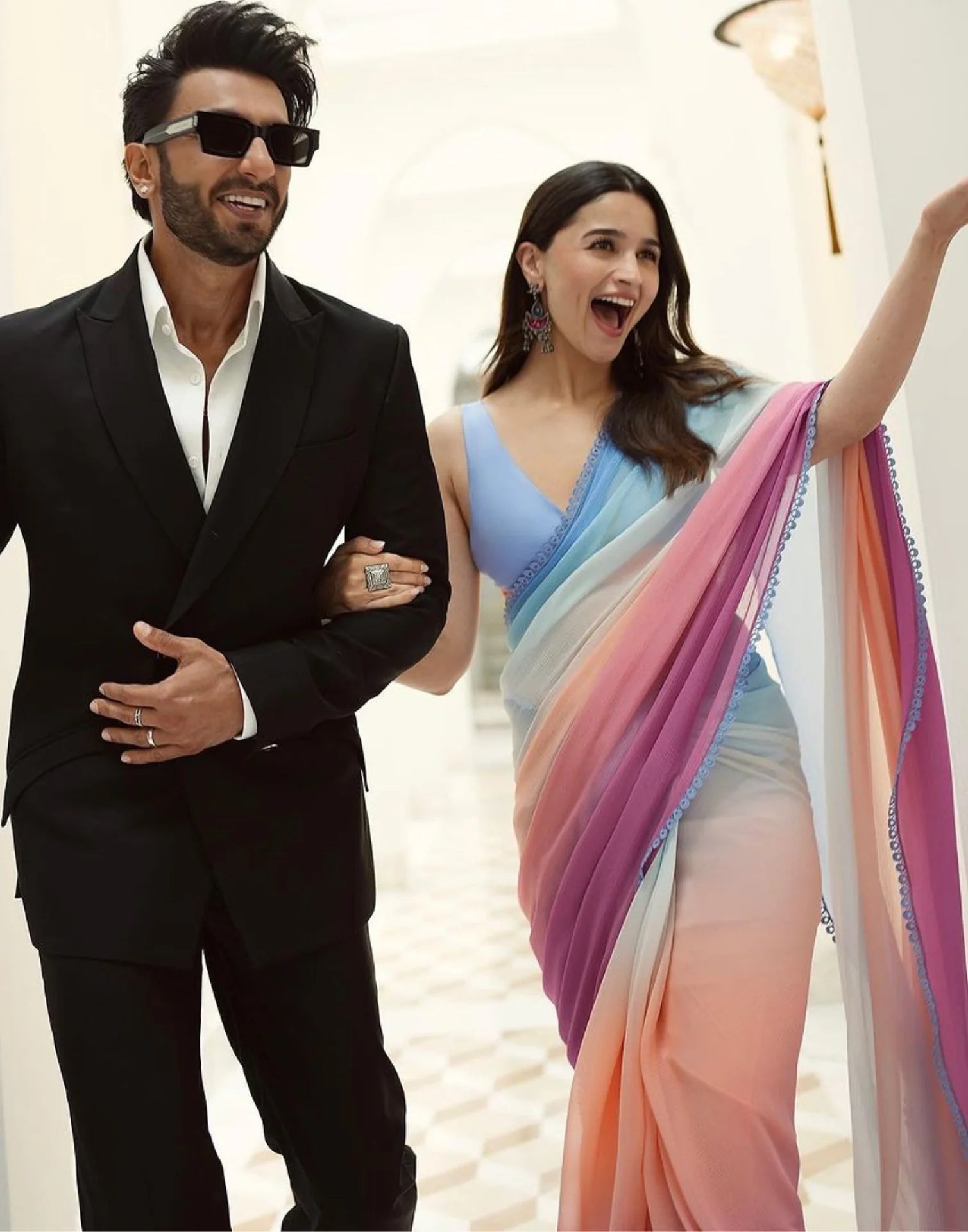 Alia Bhatt's Soft Georgette Rainbow Colours Saree