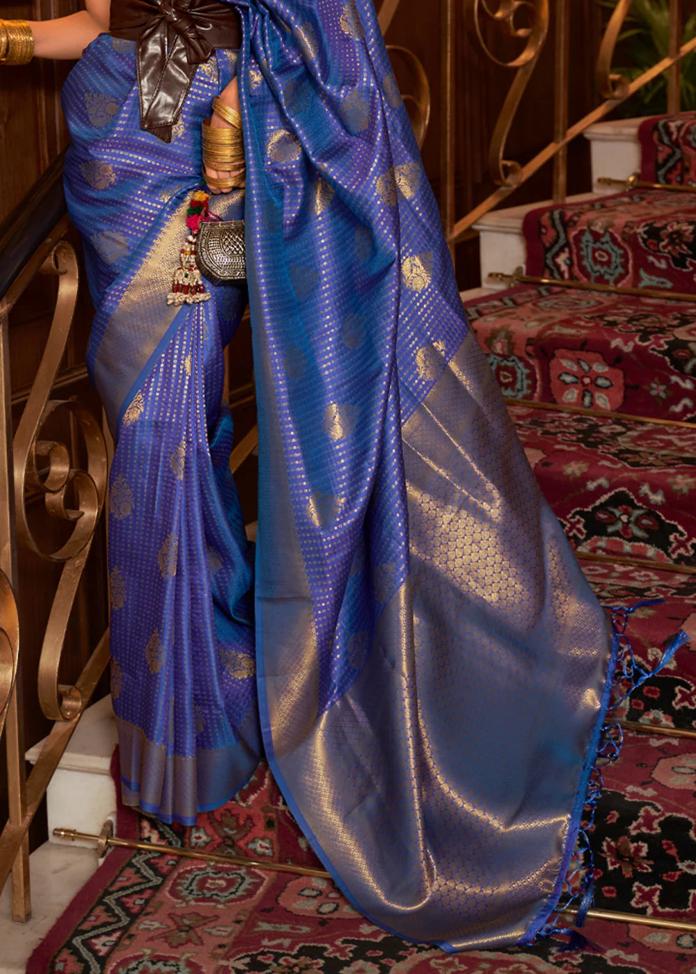 BLUE WOVEN BANARASI SILK SAREE