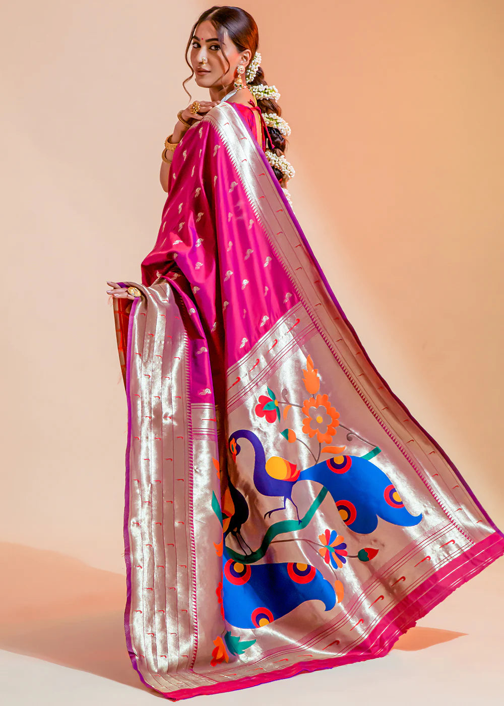 Blush Pink WOWEN Paithani Silk Saree