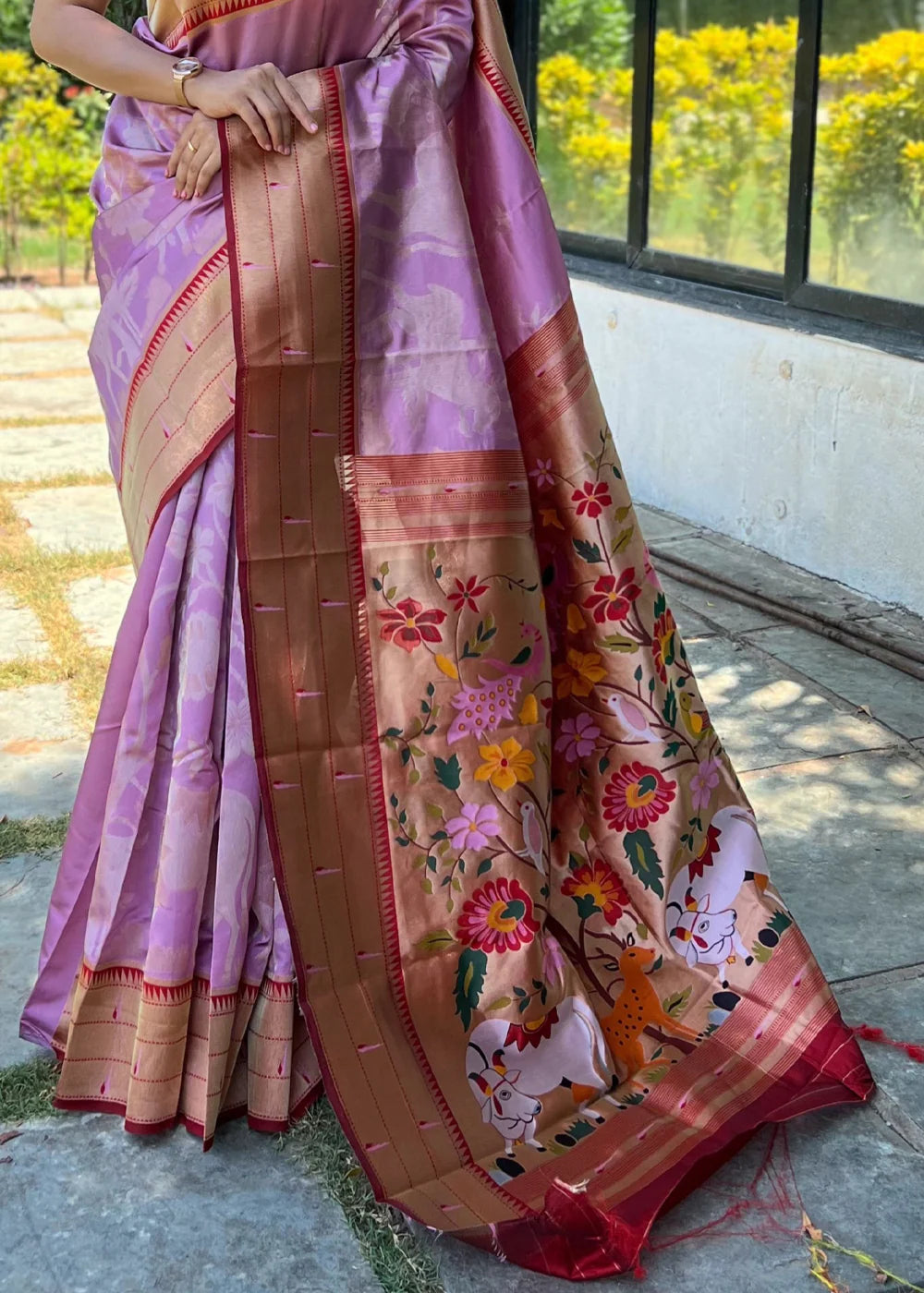 LAVENDER Woven Paithani Silk Saree