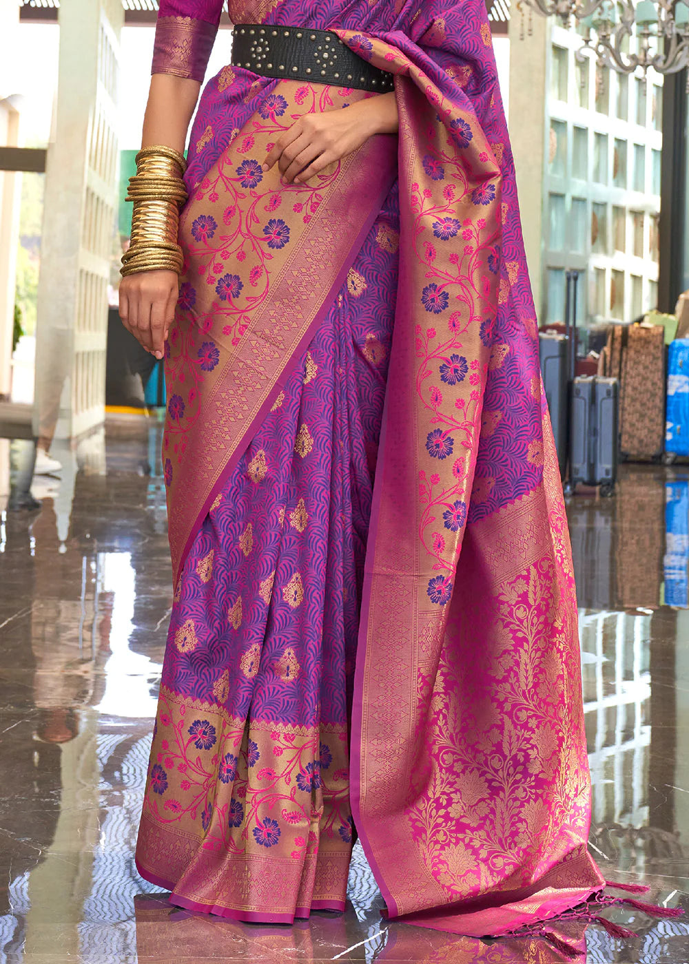 PURPLE ZARI HANDLOOM WEAVING BANARASI SILK SAREE