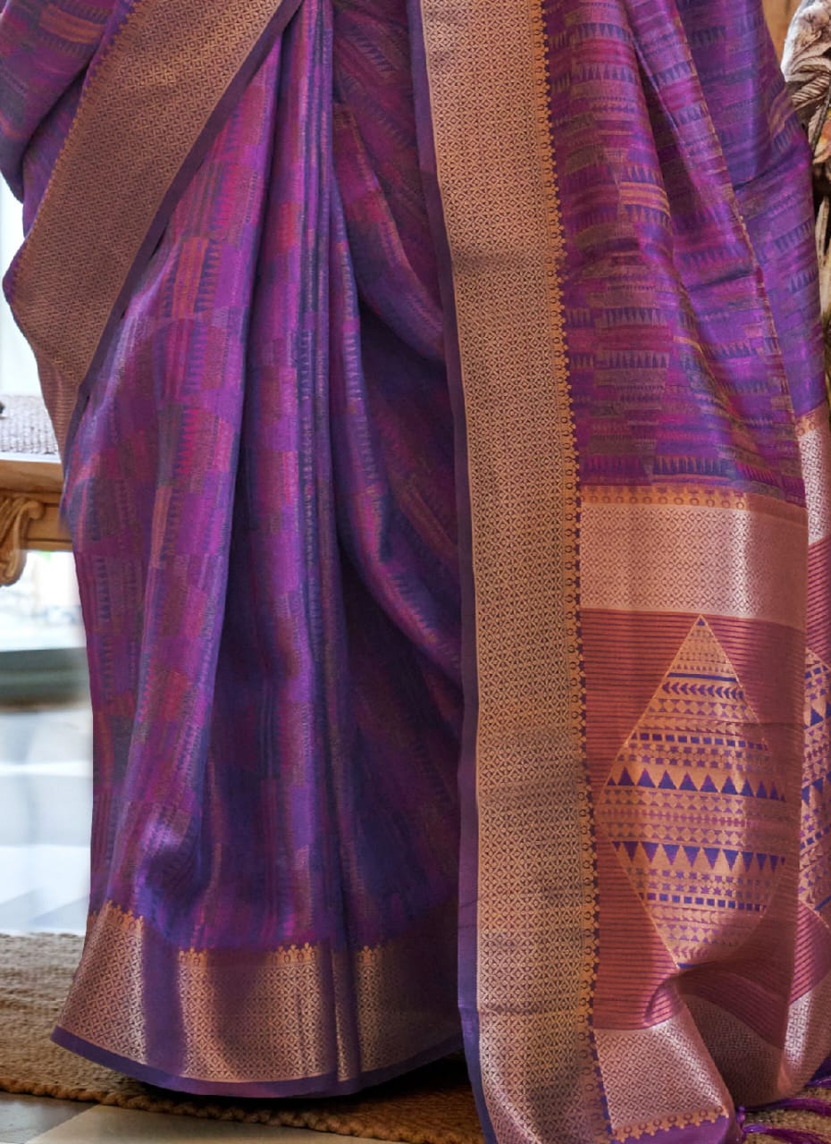 Fab Purple Color Kalki Koechlin Designer Contemporary Saree