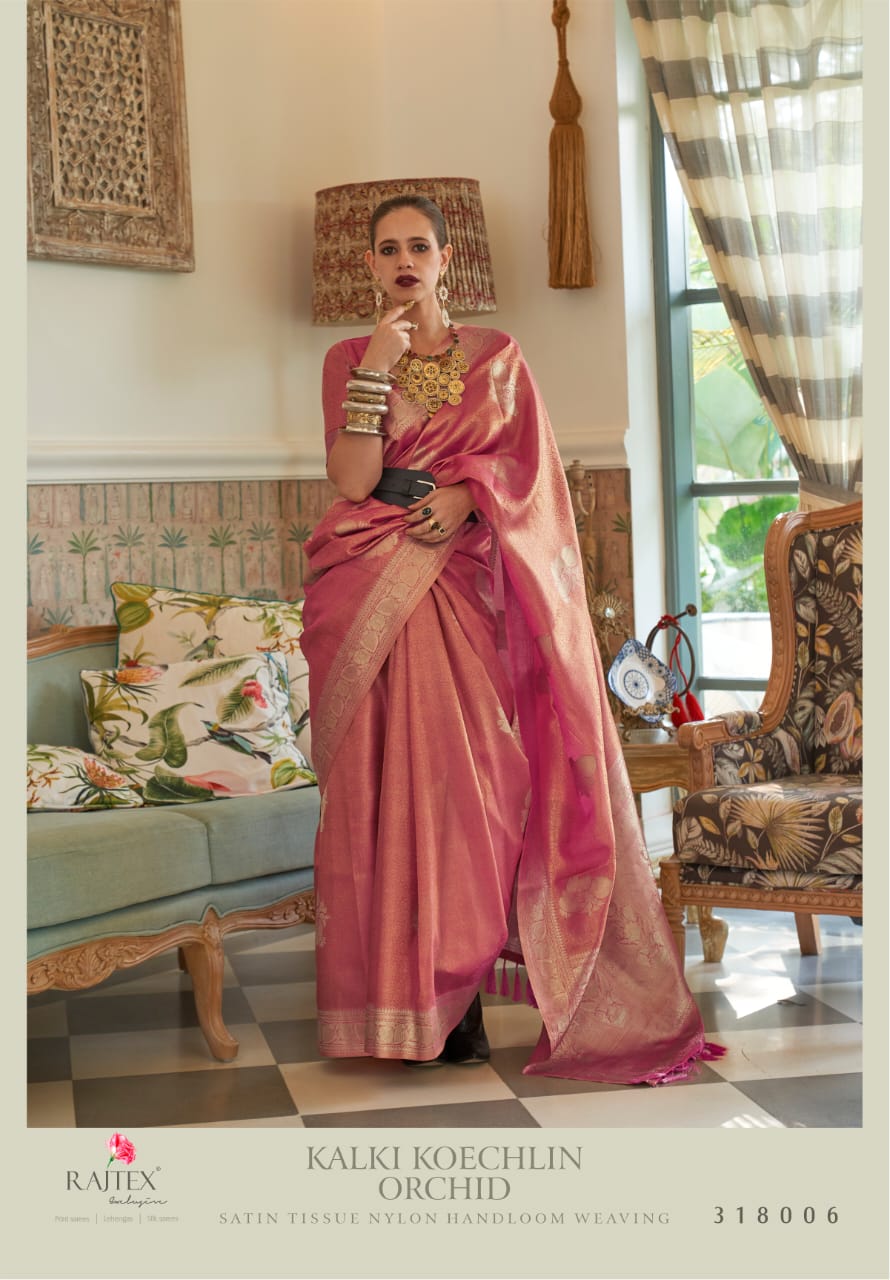 Glamorous Rose Pink Color Kalki Koechlin Saree