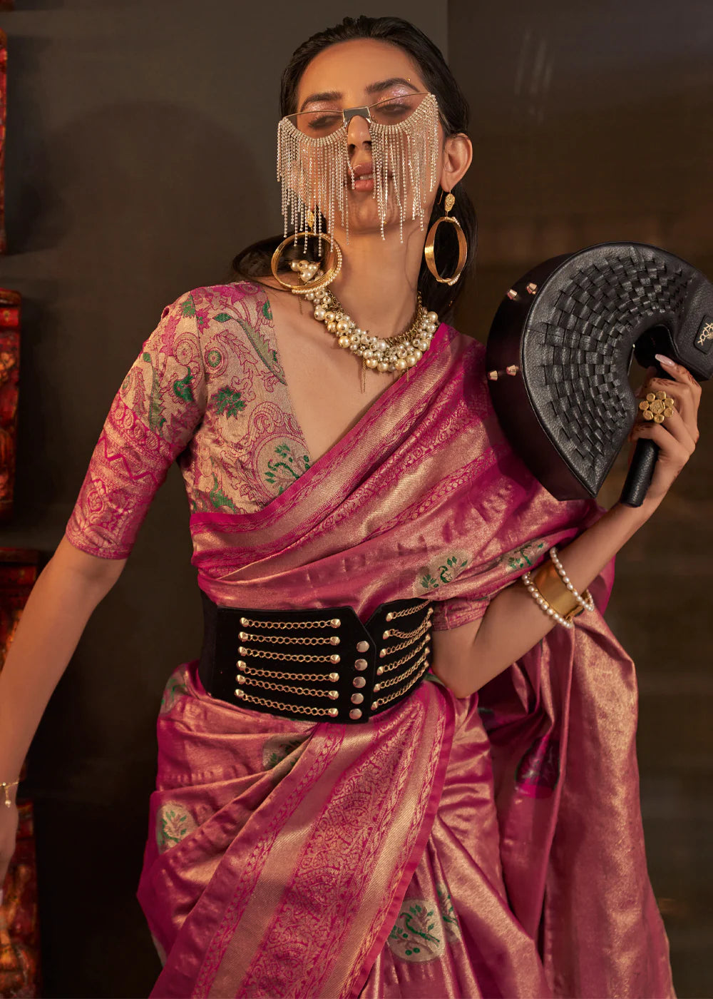 WINE MAUVE Dual Tone Woven Handloom Weaving Kanjivaram Silk Saree