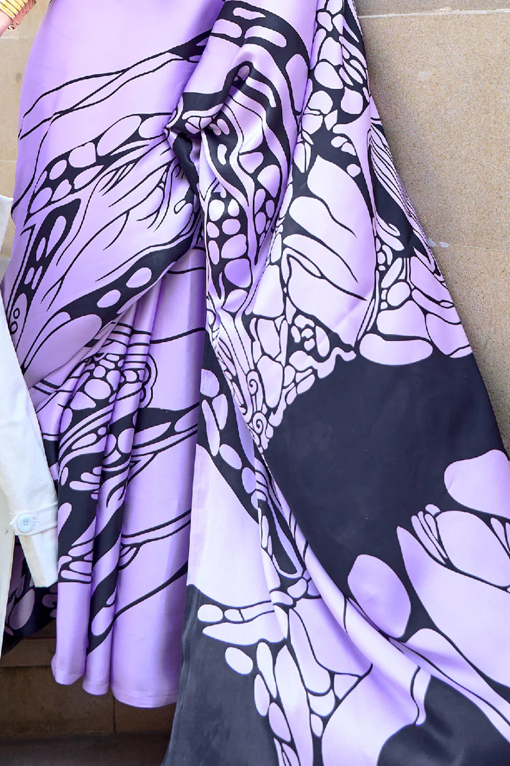 IRIS LAVENDER DESIGNER SATIN CREPE PRINTED SAREE