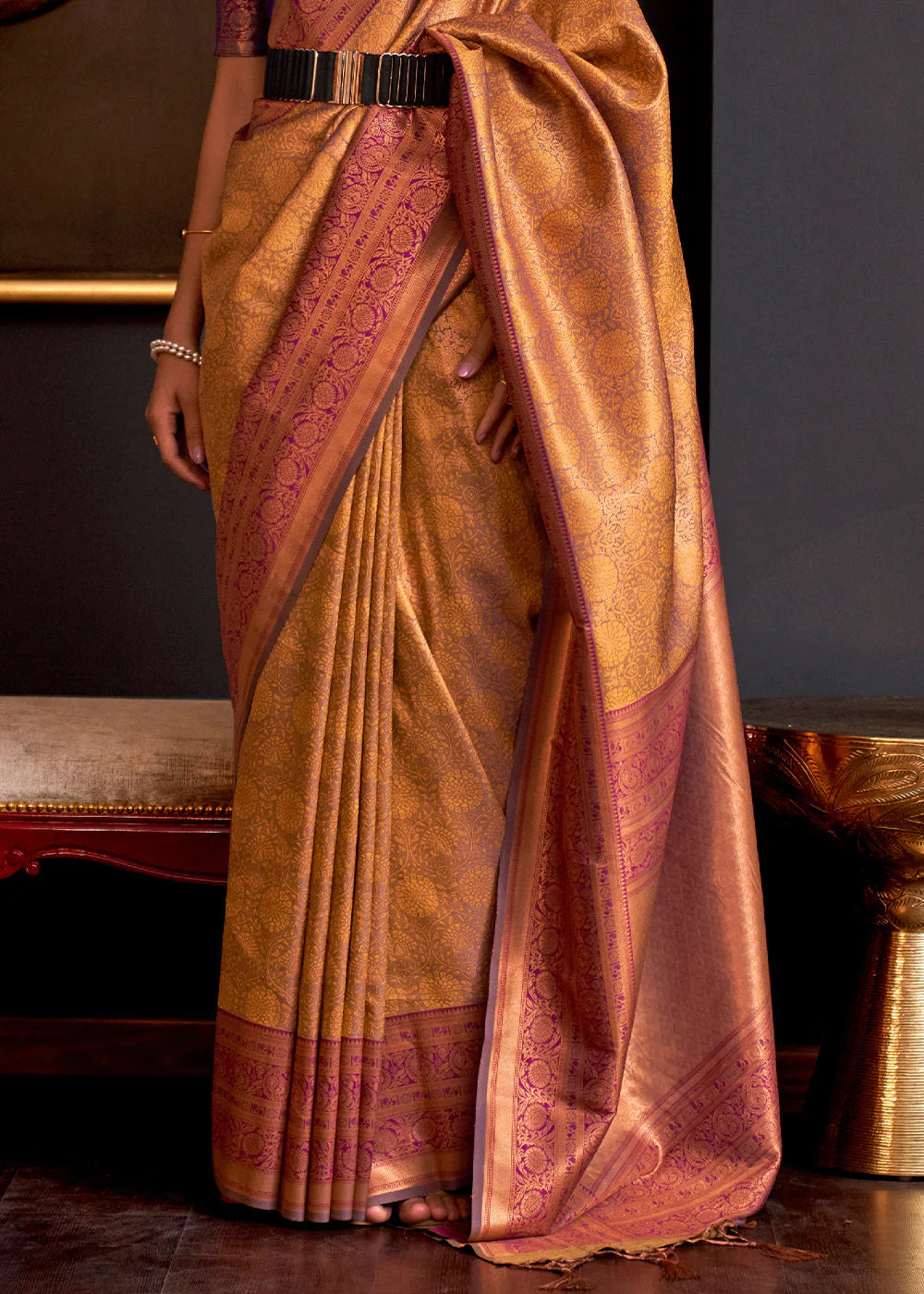 SHADES OF YELLOW HANDLOOM WOVEN DESIGNER SILK SAREE