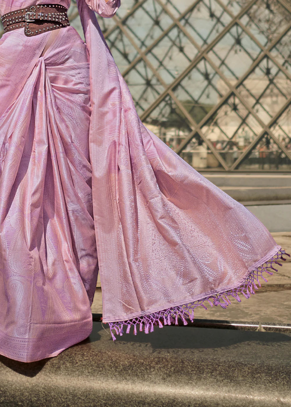 Classy PURPLE WOVEN SATIN SILK SAREE