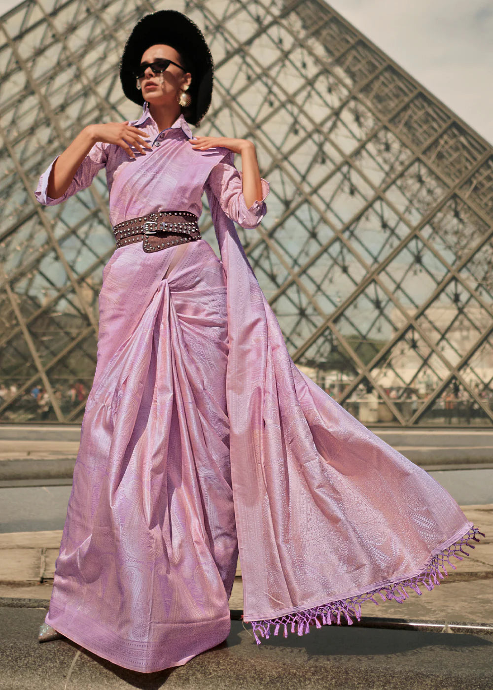 Classy PURPLE WOVEN SATIN SILK SAREE