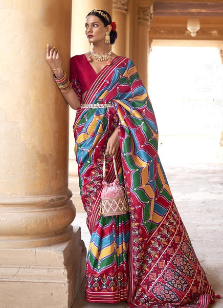 Fab Multi Colored Patola Silk Trendy Classic Saree