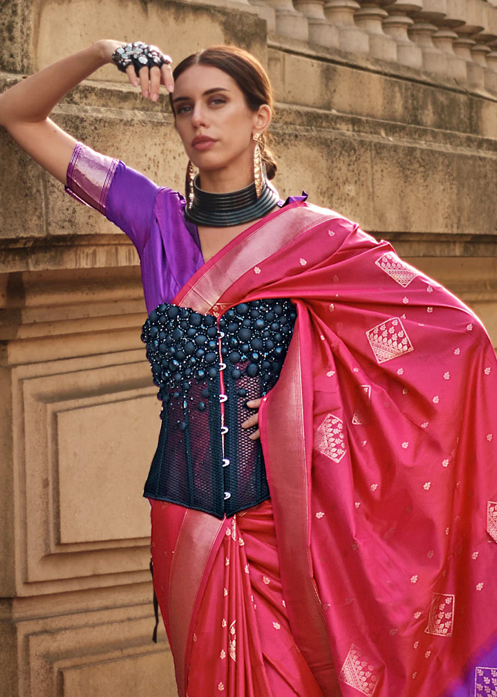 PINK HANDLOOM WOVEN SOFT SILK SAREE