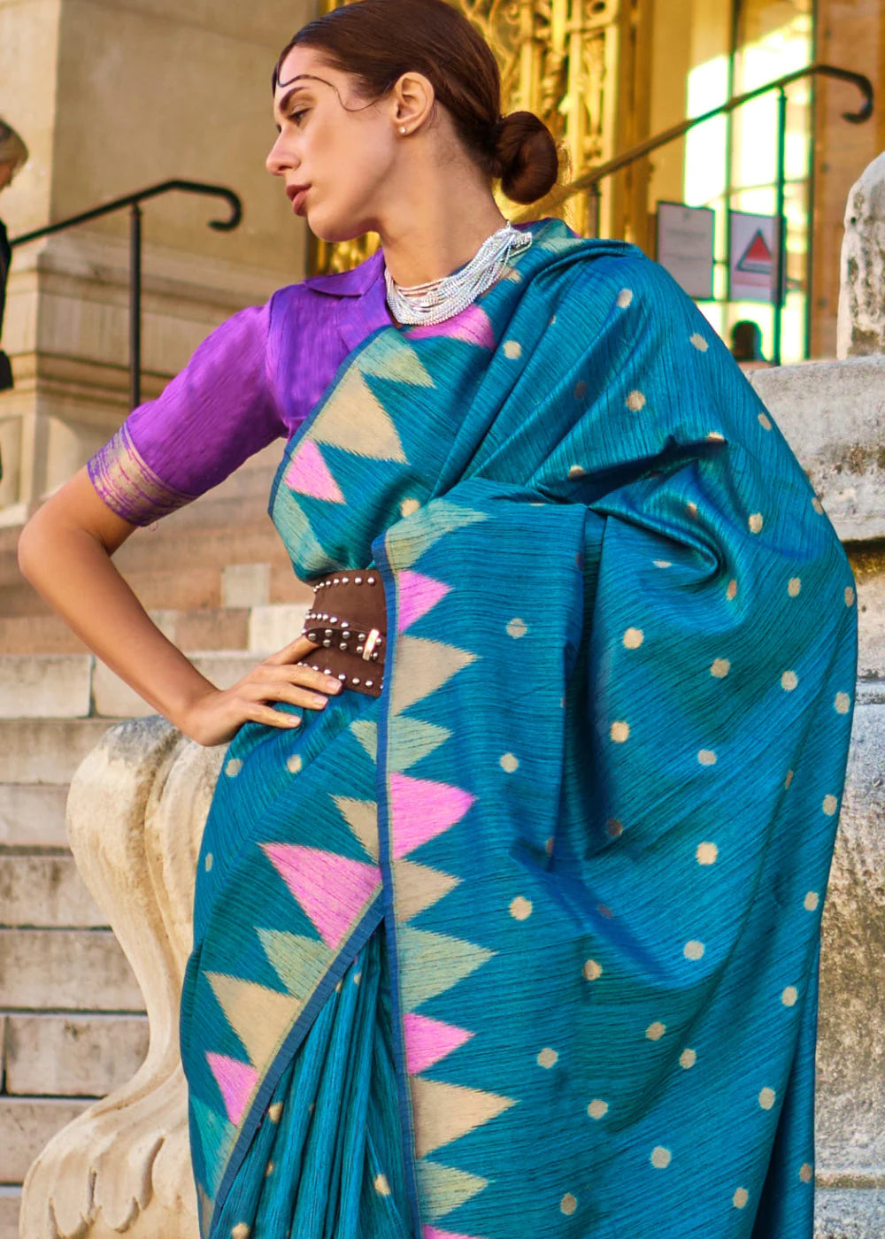 ADMIRAL BLUE HANDLOOM WOVEN KHADI SILK SAREE