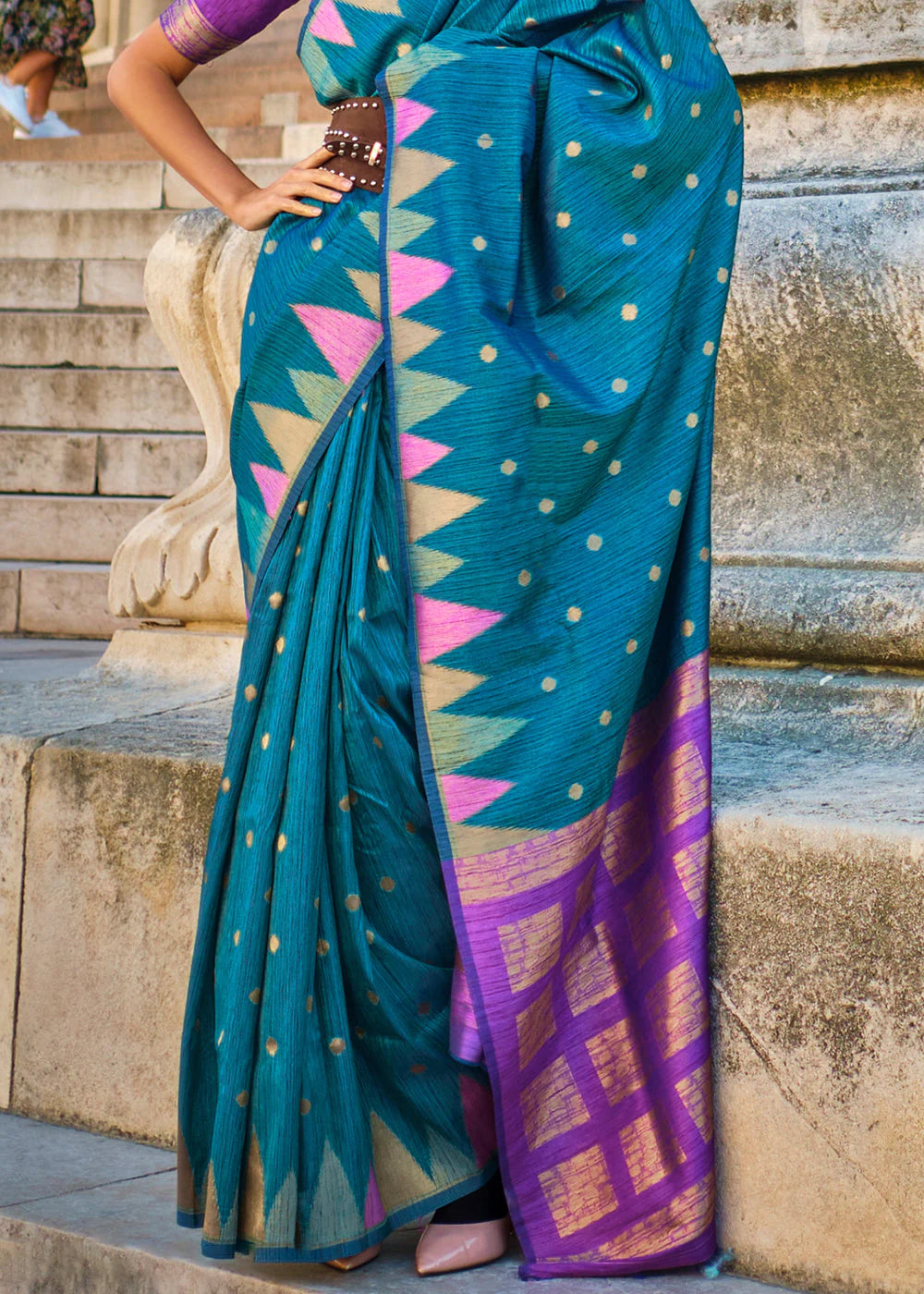 ADMIRAL BLUE HANDLOOM WOVEN KHADI SILK SAREE