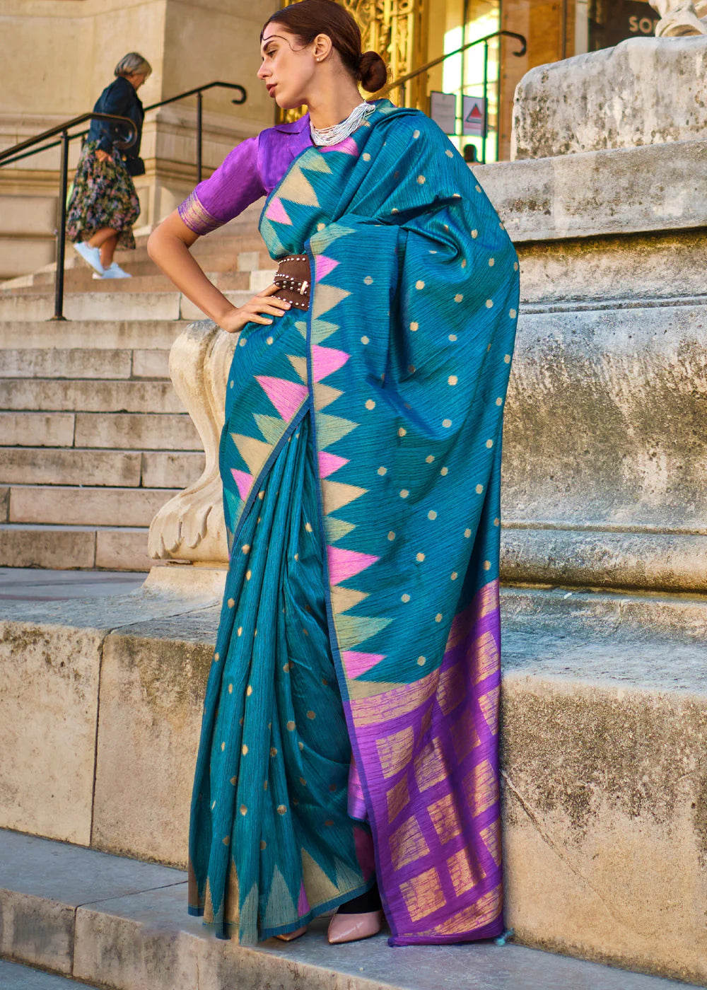 ADMIRAL BLUE HANDLOOM WOVEN KHADI SILK SAREE