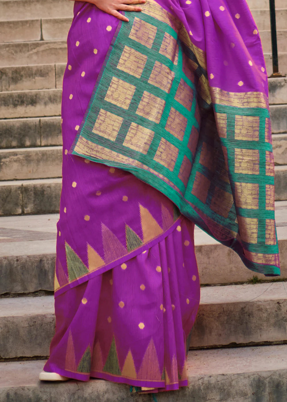 BYZANTIUM PURPLE HANDLOOM WOVEN KHADI SILK SAREE