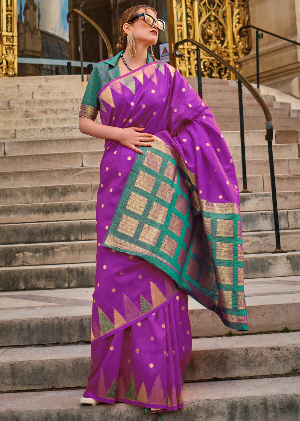 BYZANTIUM PURPLE HANDLOOM WOVEN KHADI SILK SAREE