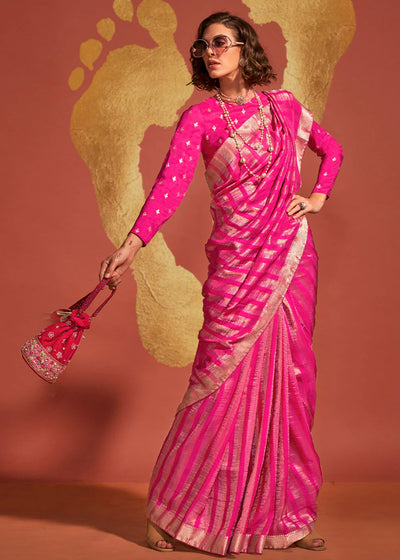 QUEEN PINK  Pure viscose handloom weaving silk