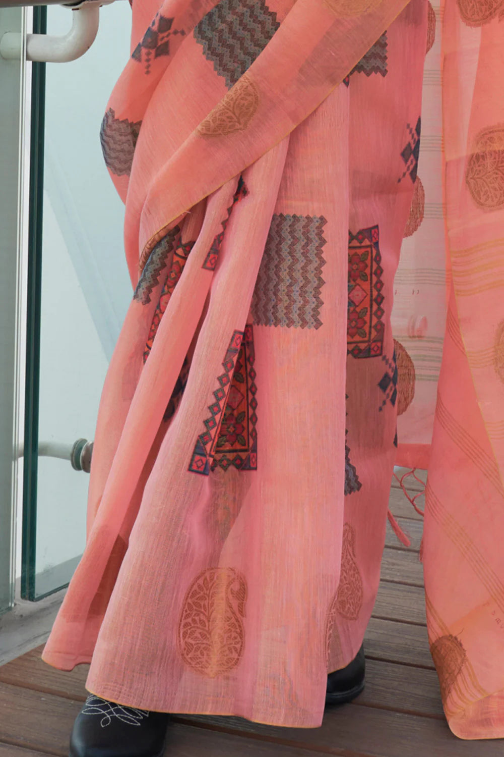 LIGHT PEACH  Banarasi Silk Printed Tissue Saree