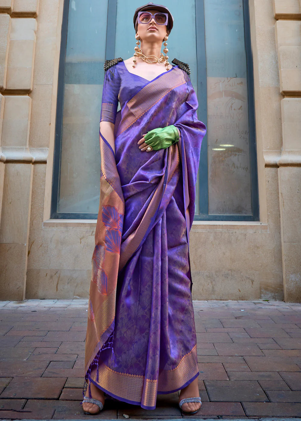 ORCHID PURPLE Handwoven two tone organza SAREE