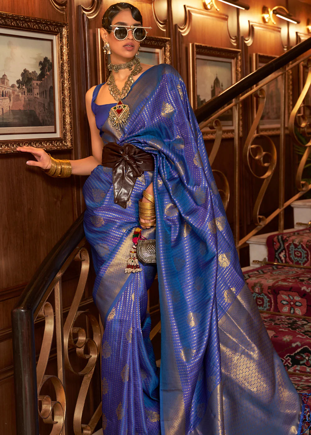 BLUE WOVEN BANARASI SILK SAREE