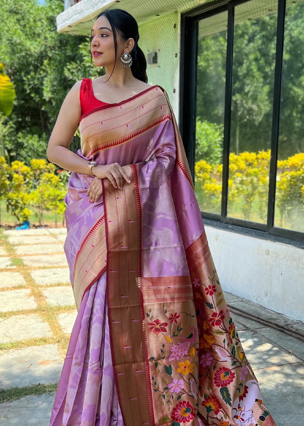 LAVENDER Woven Paithani Silk Saree