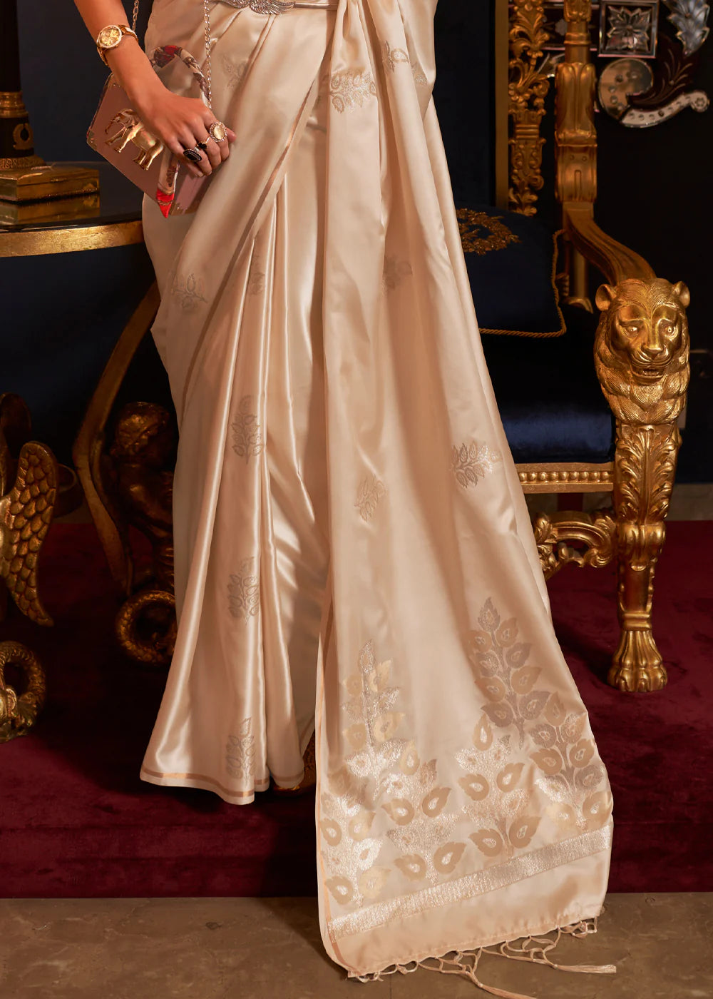 Rich Beige DESIGNER Banarasi SATIN SILK SAREE