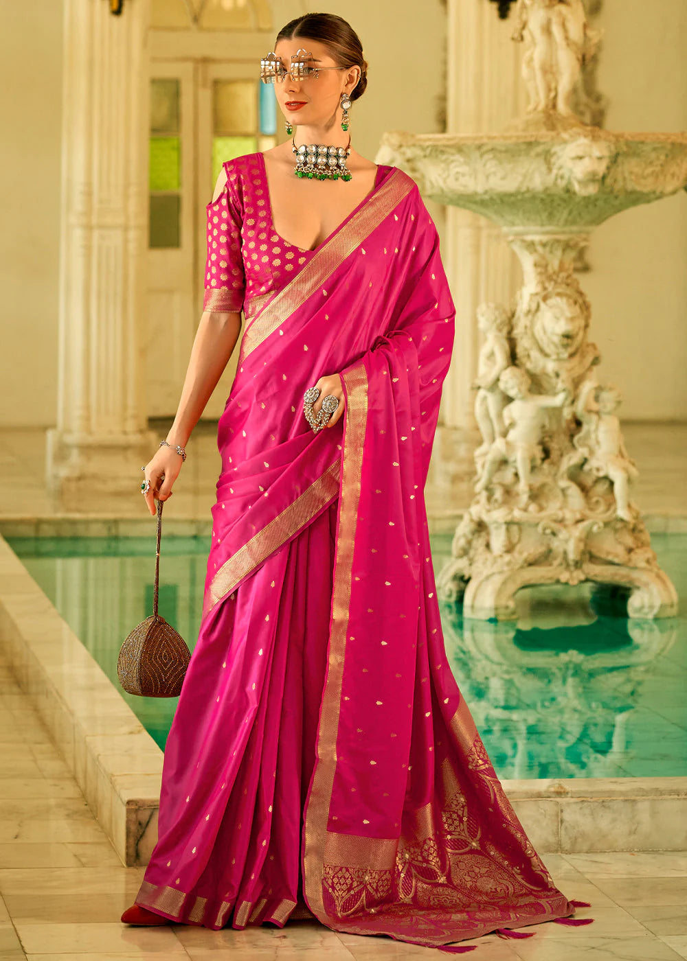 MAUVELOUS PINK WOVEN SATAIN SILK SAREE