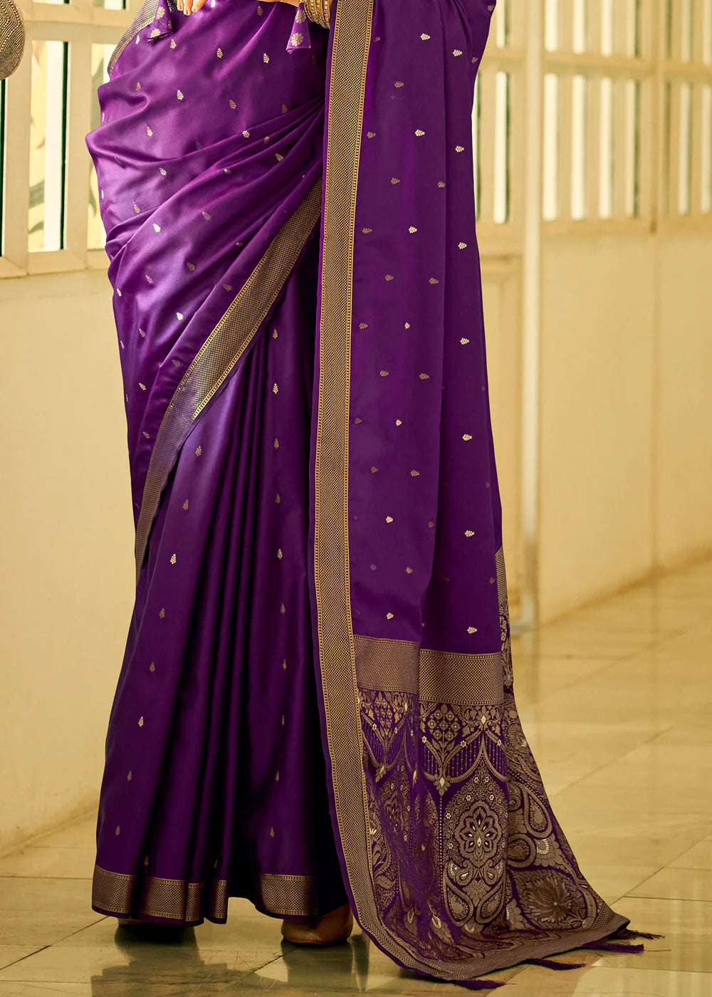 BYZANTIUM PURPLE WOVEN SATAIN SILK SAREE