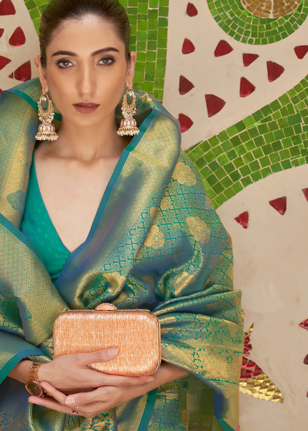 TEAL Green Kanjivaram Silk Saree