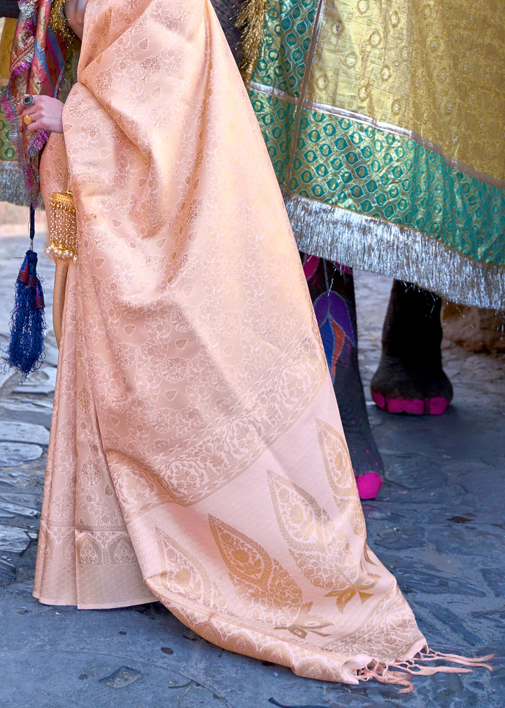 Cherry blossam SOFT PINK BANARASI Woven Silk Saree