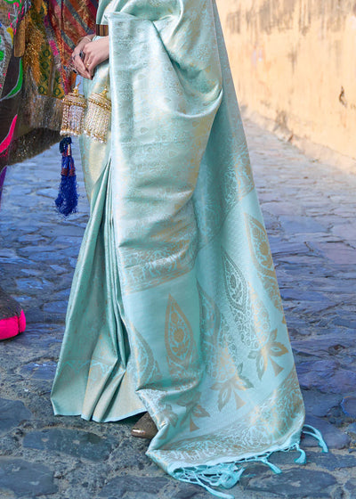 SOFT Blue BANARASI Woven Silk Saree