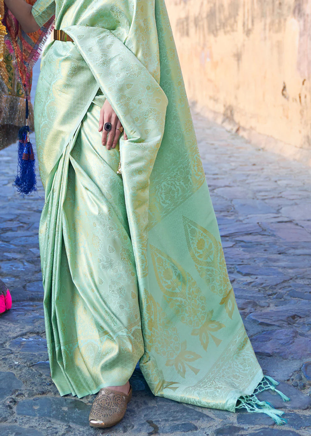 SOFT GREEN BANARASI Woven Silk Saree