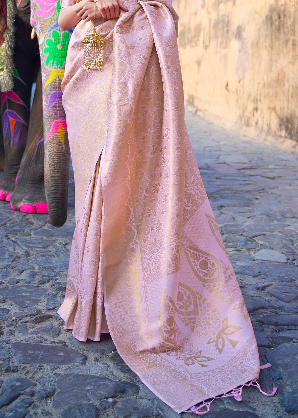 SOFT LAVENDER PURPLE  PINK BANARASI Woven Silk Saree